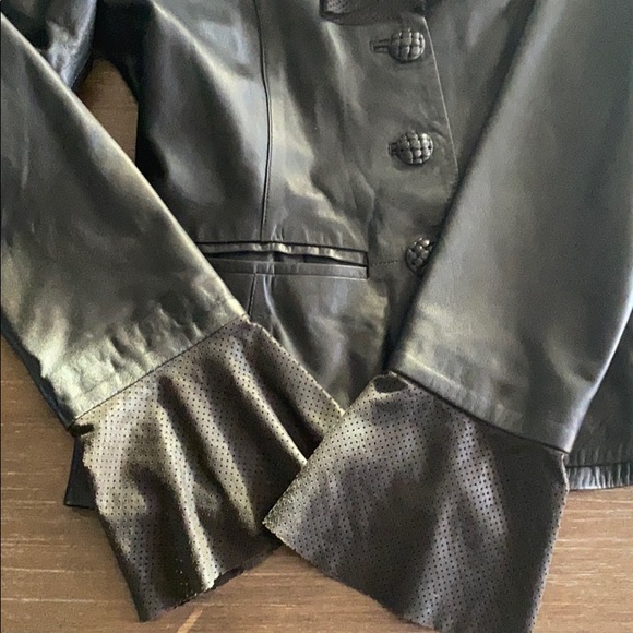 Kircilar Black Turkish Leather Ruffle Jacket - Picture 4 of 7